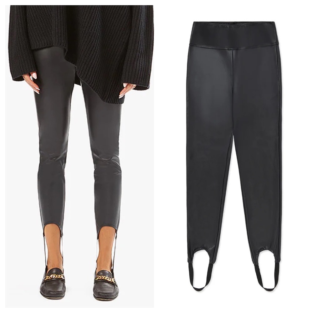 NWOT WeWoreWhat Black Vegan Faux Leather Stirrup Legging High Waist Size M